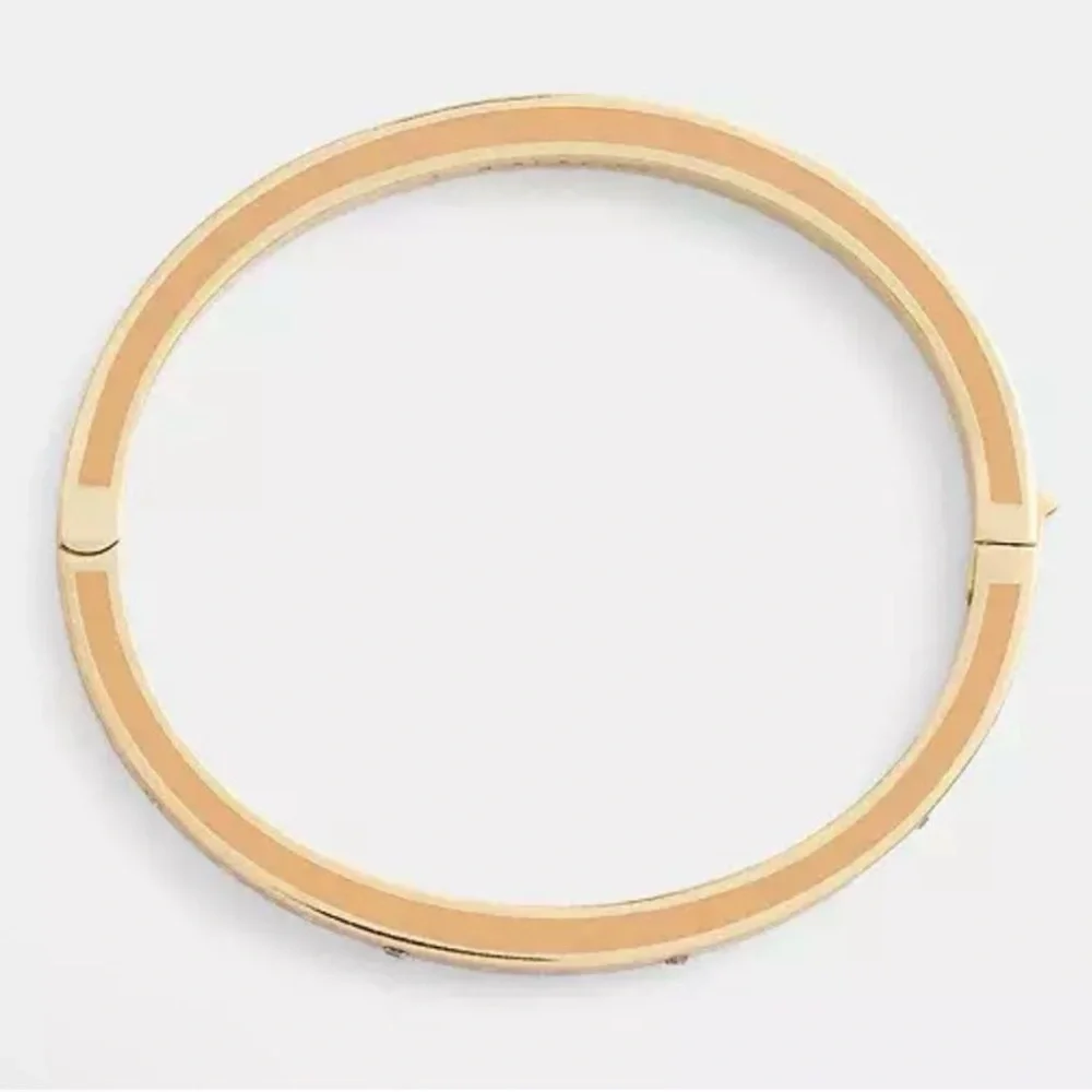 COACH Gold-Tone Pink Enamel Signature Crystal Bangle - Picture 5 of 5